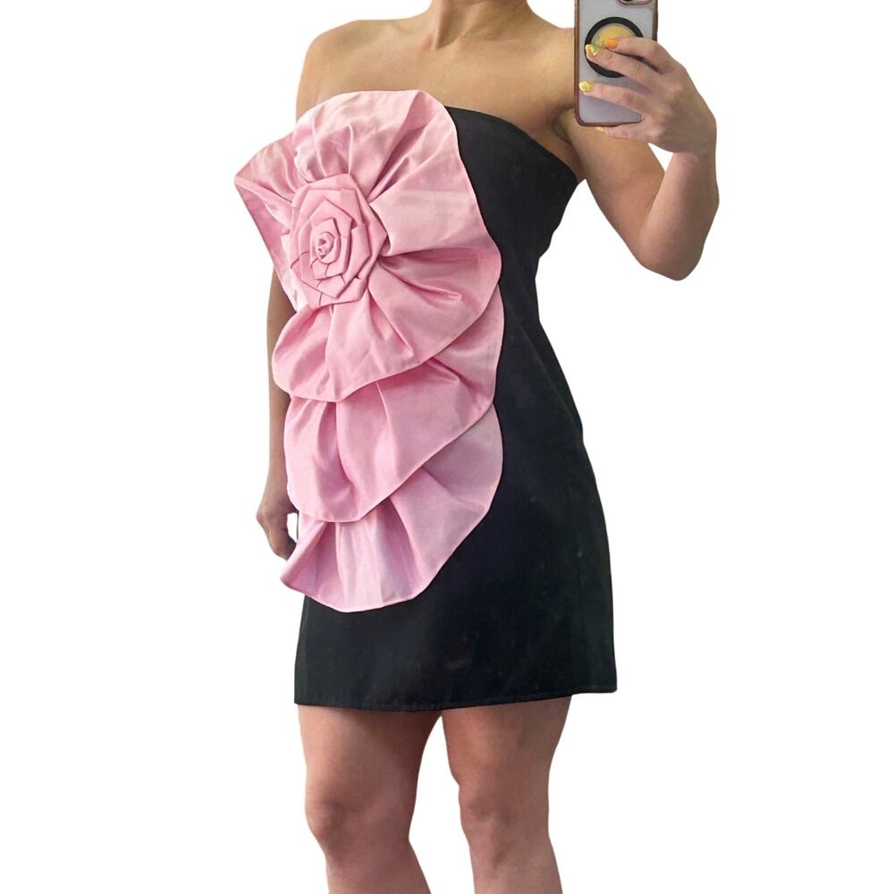 NWT ODÌ ODÌ Italy Pink 3D Rosette Sculptural Mini Dress M/L